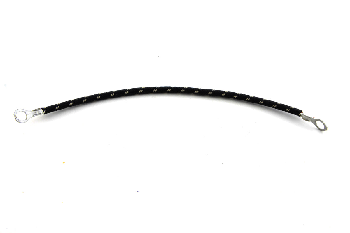 V-Twin Cloth Covered Battery Ground Wire for Harley Davidson EL Models, 7 Inch Center-to-Center Length