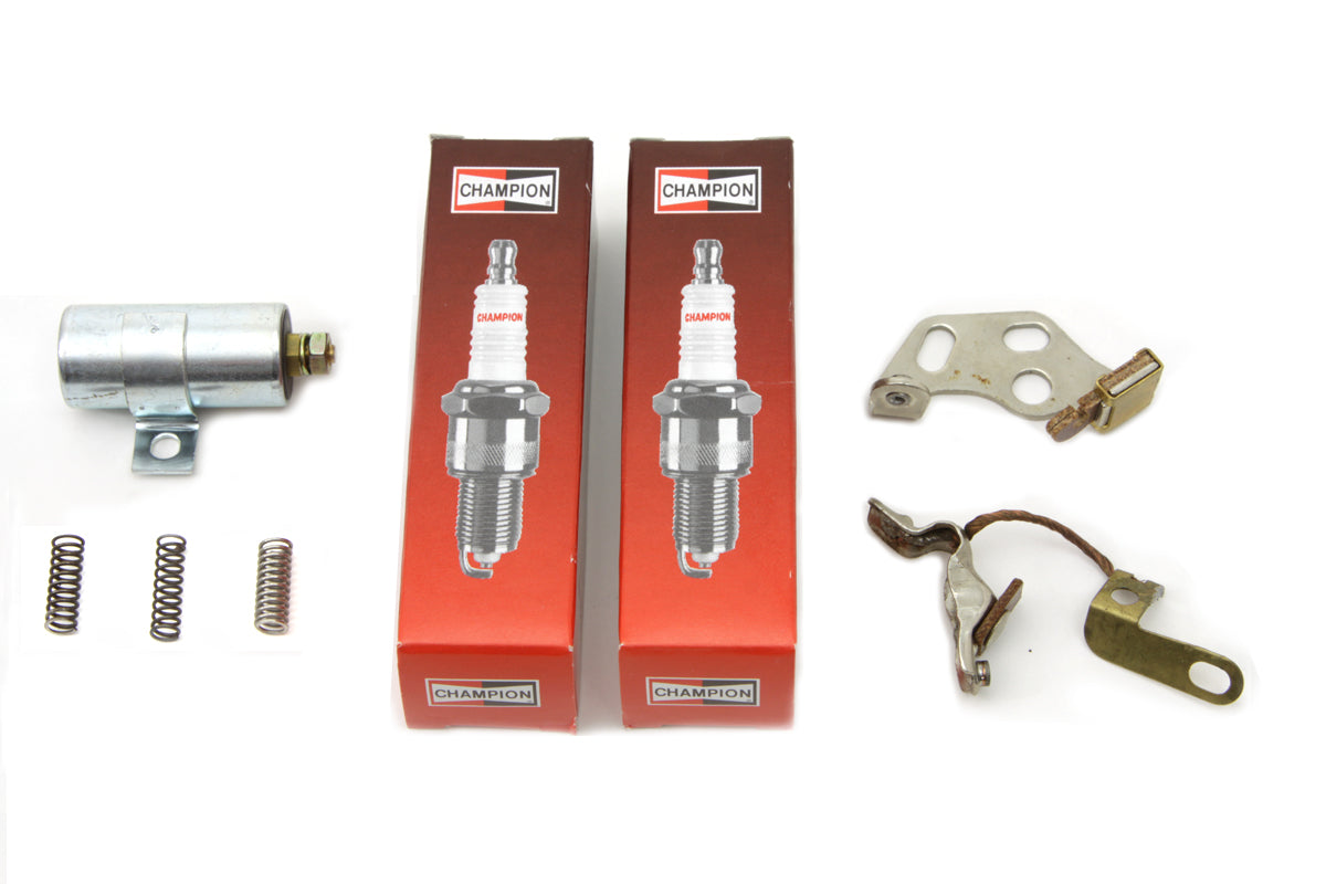 Volt Tech Ignition Tune Up Kit with Champion Spark Plugs for Harley Davidson EL & FL Models