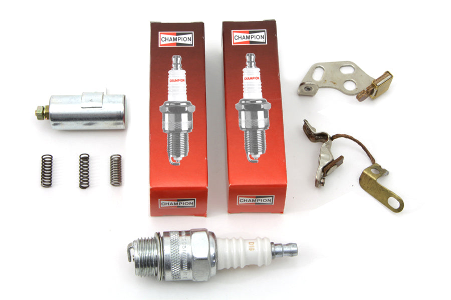 Volt Tech Ignition Tune Up Kit with Champion Spark Plugs for Harley Davidson EL & FL Models