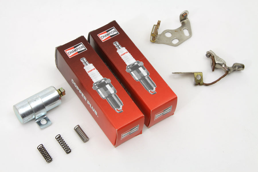 Volt Tech Ignition Tune Up Kit with Champion Spark Plugs for Harley Davidson EL & FL Models