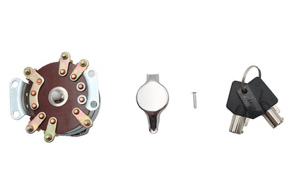 Volt Tech Fat Bob 6 Post Ignition Switch with Chrome Skull for Harley Davidson FL 1973-1982