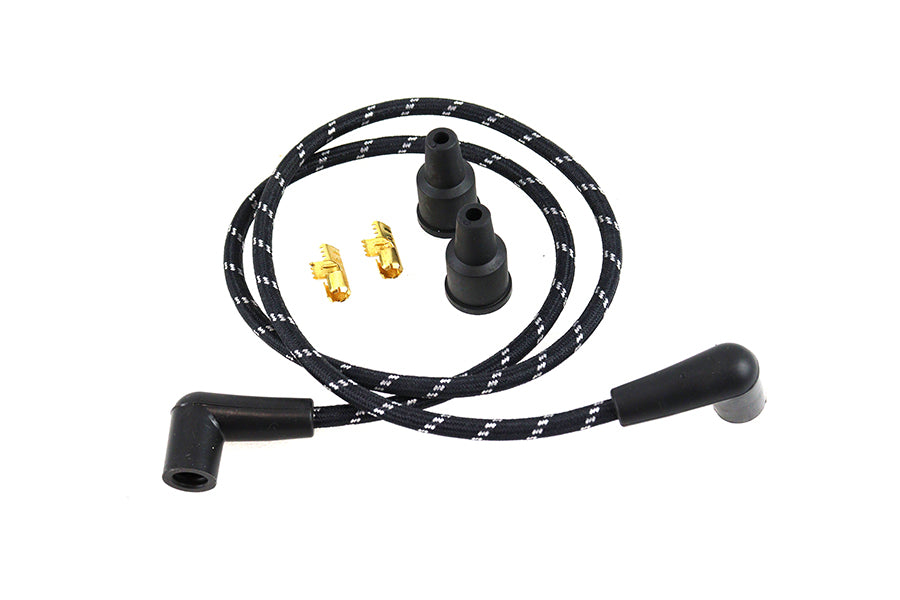Volt Tech Universal 7mm Braided Spark Plug Wire Kit with Black and White Tracer Wire