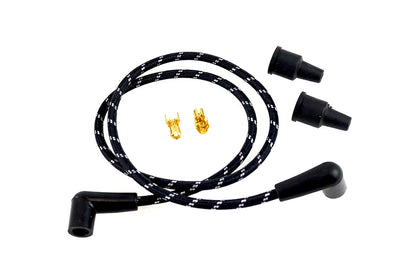 Volt Tech Universal 7mm Braided Spark Plug Wire Kit with Black and White Tracer Wire