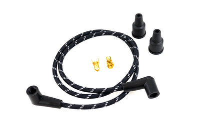 Volt Tech Universal 7mm Braided Spark Plug Wire Kit with Black and White Tracer Wire