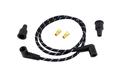 Volt Tech Universal 7mm Braided Spark Plug Wire Kit with Black and White Tracer Wire