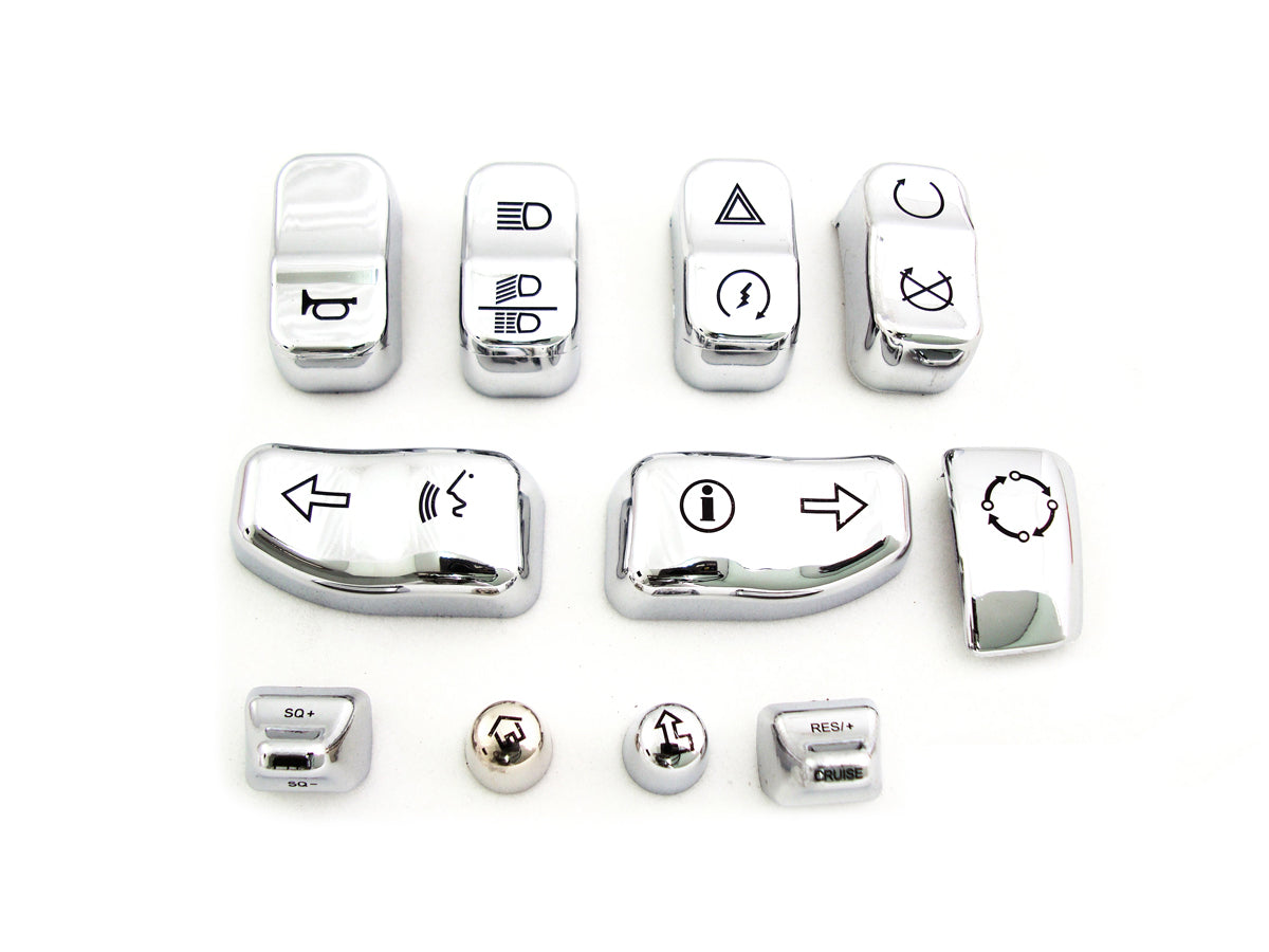 Volt Tech Handlebar Switch Cap Set Chrome for Harley Davidson FLT (2014-2016)