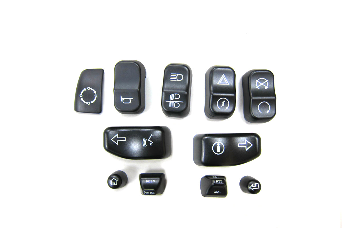Volt Tech Handlebar Switch Cap Set in Black for Harley Davidson FLT (Part #77631)