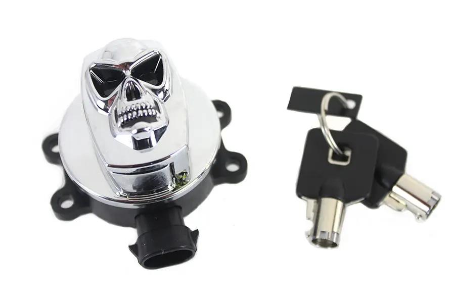 Volt Tech Chrome Ignition Switch with Chrome Skull for Harley Davidson FLST & FLSTF by Volt Tech
