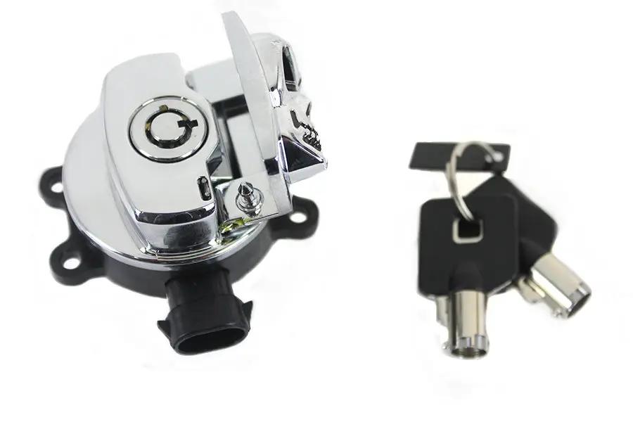 Volt Tech Chrome Ignition Switch with Chrome Skull for Harley Davidson FLST & FLSTF by Volt Tech