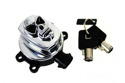 Volt Tech Chrome Ignition Switch with Chrome Skull for Harley Davidson FLST & FLSTF by Volt Tech