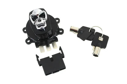Volt Tech Black Ignition Switch with Chrome Skull for Harley Davidson FXST by Volt Tech