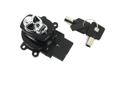 Volt Tech Black Ignition Switch with Chrome Skull for Harley Davidson FXST by Volt Tech