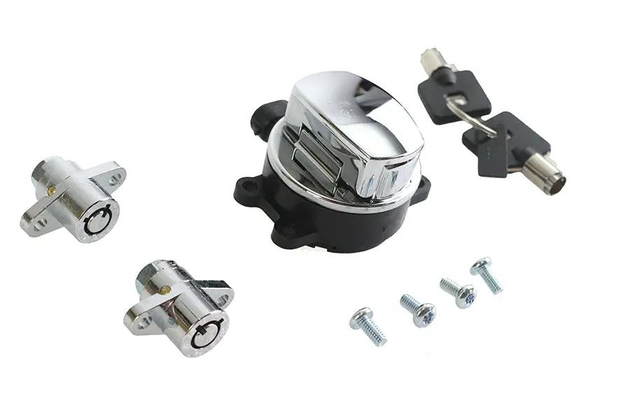 Volt Tech Side Hinge Ignition Switch and Saddlebag Lock Kit for Harley Davidson FLHR (Chrome Finish) - Part 78403 by Volt Tech