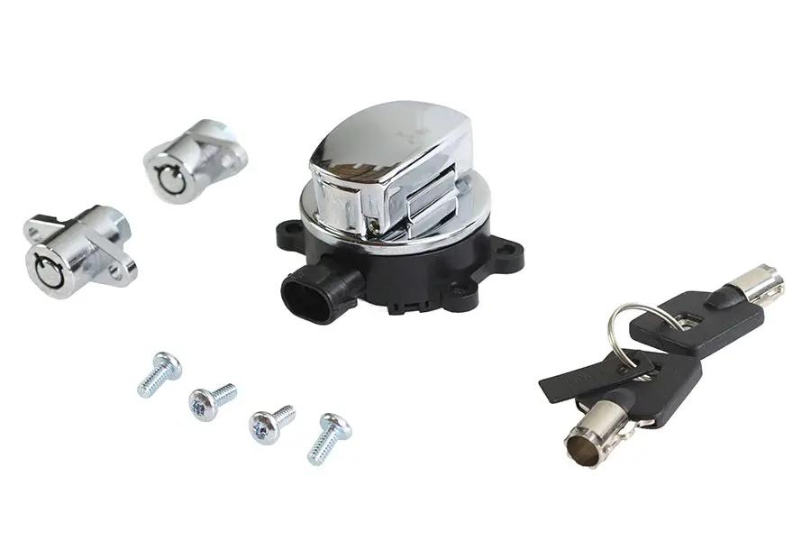 Volt Tech Side Hinge Ignition Switch and Saddlebag Lock Kit for Harley Davidson FLHR (Chrome Finish) - Part 78403 by Volt Tech