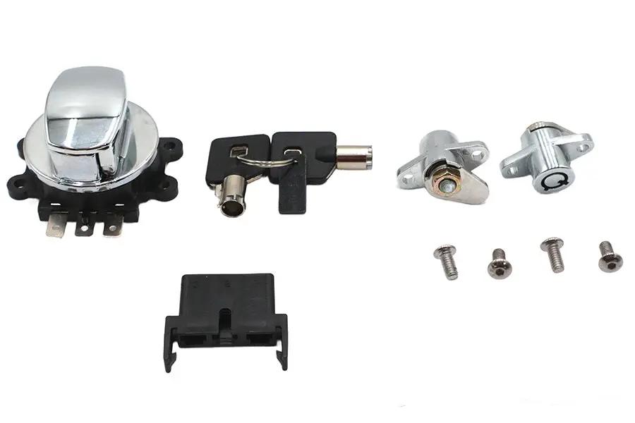 Volt Tech Side Hinge Ignition Switch and Saddlebag Lock Kit Chrome for Harley Davidson FLHR by Volt Tech