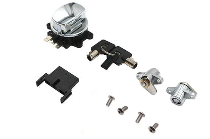 Volt Tech Side Hinge Ignition Switch and Saddlebag Lock Kit Chrome for Harley Davidson FLHR by Volt Tech