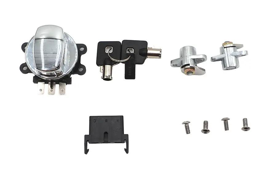 Volt Tech Side Hinge Ignition Switch and Saddlebag Lock Kit Chrome for Harley Davidson FLHR by Volt Tech