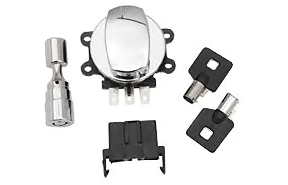 Volt Tech Side Hinge Ignition Switch with Fork Lock for Harley Davidson – Chrome Finish, Part 78406 by Volt Tech