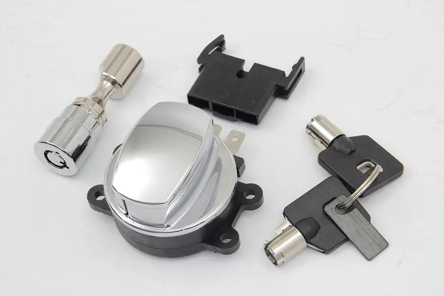 Volt Tech Hinge Ignition Switch Chrome with Round Key and Extra Fork Lock for Harley Davidson FXDWG & FXST by Volt Tech