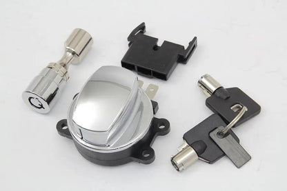 Volt Tech Hinge Ignition Switch Chrome with Round Key and Extra Fork Lock for Harley Davidson FXDWG & FXST by Volt Tech