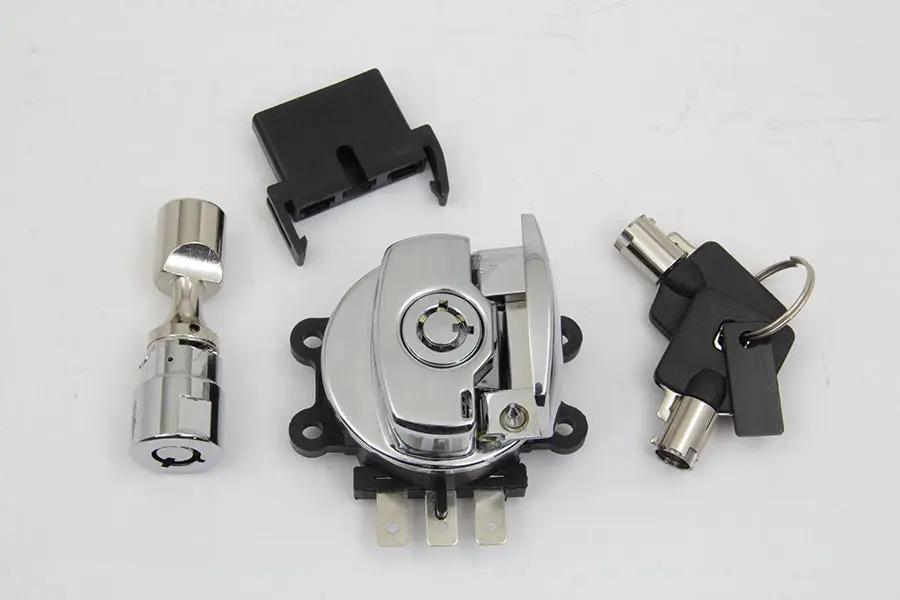 Volt Tech Hinge Ignition Switch Chrome with Round Key and Extra Fork Lock for Harley Davidson FXDWG & FXST by Volt Tech