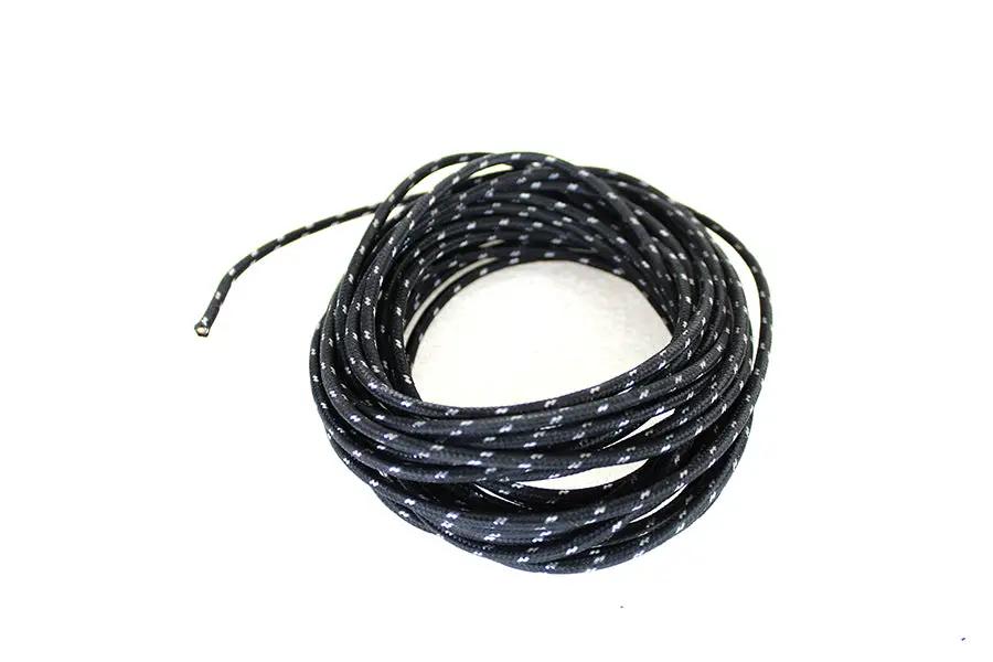 Volt Tech 40272 Black 25 ft Cloth Covered Ignition Wire with White Tracer for Harley Davidson FL by Volt Tech