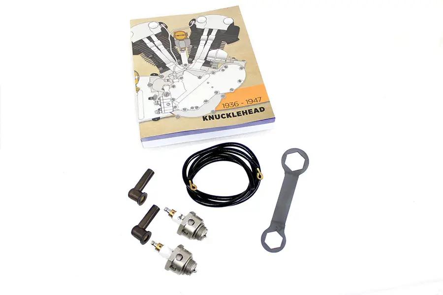 V-Twin Globe 18mm Spark Plug and Wire Kit for Harley Davidson EL (1936-1945) by V-Twin