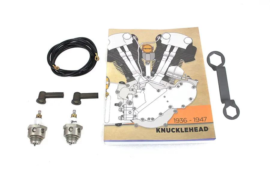 V-Twin Globe 18mm Spark Plug and Wire Kit for Harley Davidson EL (1936-1945) by V-Twin
