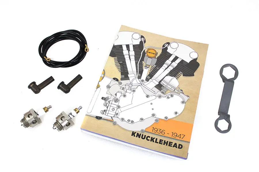 V-Twin Globe 18mm Spark Plug and Wire Kit for Harley Davidson EL (1936-1945) by V-Twin