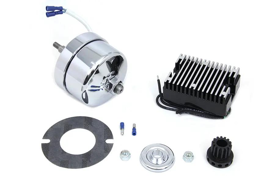 Volt Tech Chrome 12 Volt Alternator Generator Conversion Kit for Harley Davidson W Models by Volt Tech