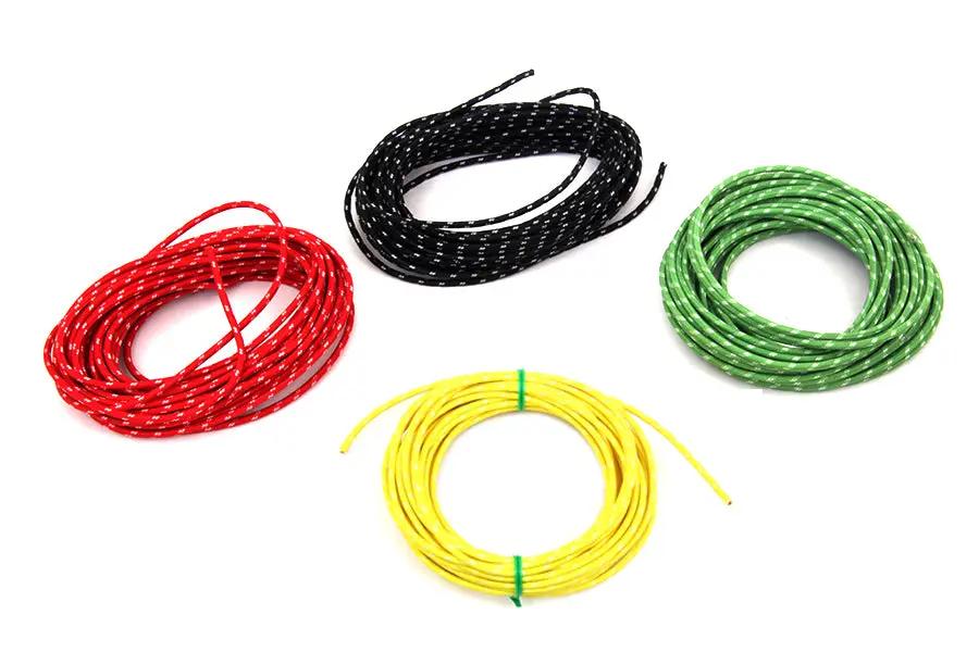 Volt Tech Cloth Covered Wire Kit with 25 ft Each of Black, Red, Green, and Yellow Wires by Volt Tech
