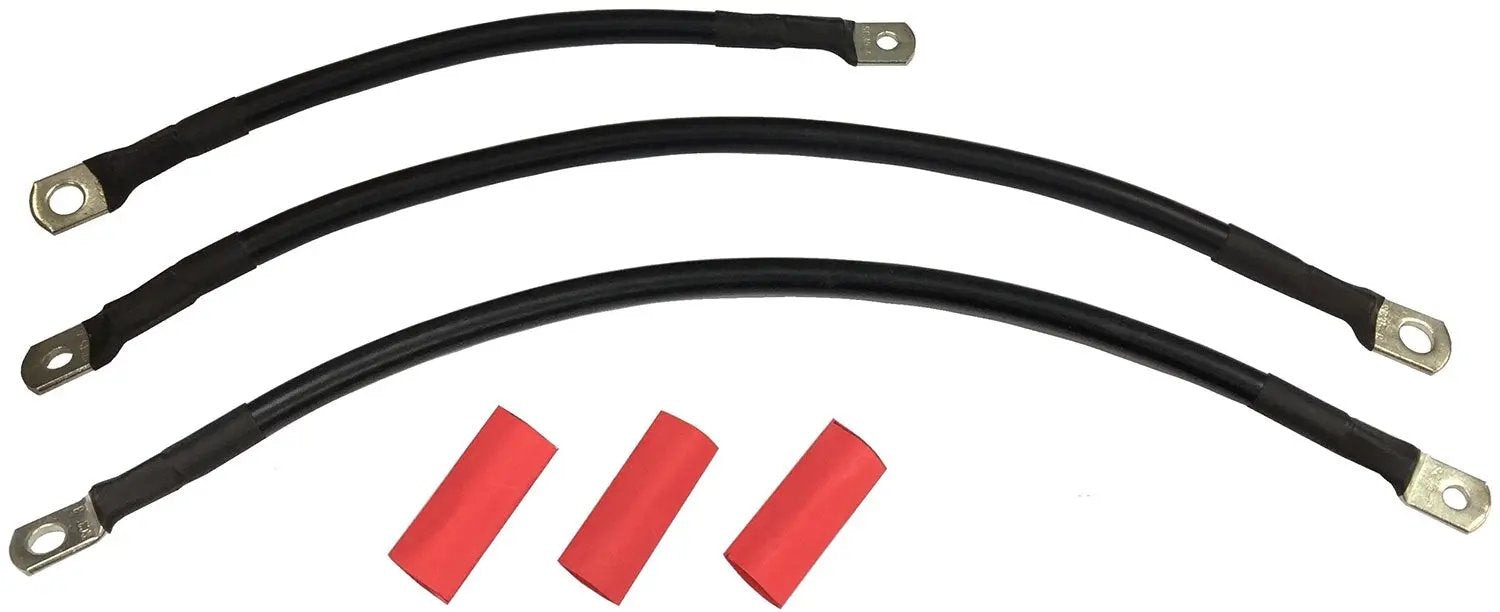 V-Twin Battery Cable Set Black for Harley Davidson FXD - 15 Inch Length by V-Twin
