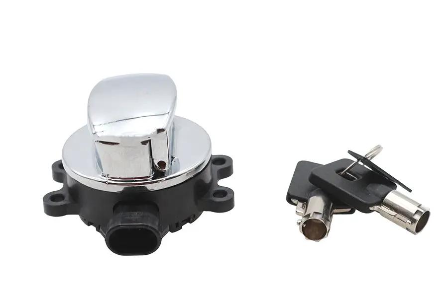 V-Twin FLT Ignition Switch Chrome - Round Pipe Style Key for Harley Davidson Touring Models by V-Twin