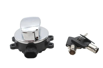 V-Twin FLT Ignition Switch Chrome - Round Pipe Style Key for Harley Davidson Touring Models by V-Twin
