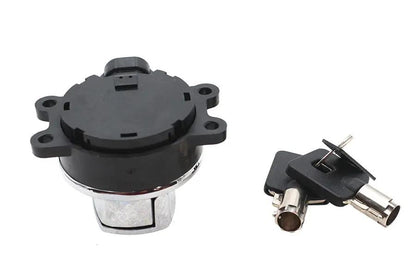 V-Twin FLT Ignition Switch Chrome - Round Pipe Style Key for Harley Davidson Touring Models by V-Twin