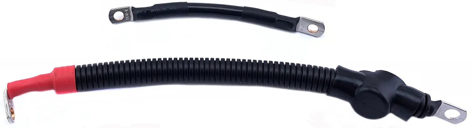 V-Twin Battery Cable Set Black for Harley Davidson FXST and FLSTC Models by V-Twin