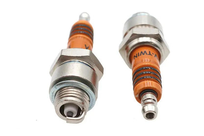 Volt Tech White V-Twin Logo Short Reach Spark Plug Set for Harley Davidson FL 1948-1957 by Volt Tech