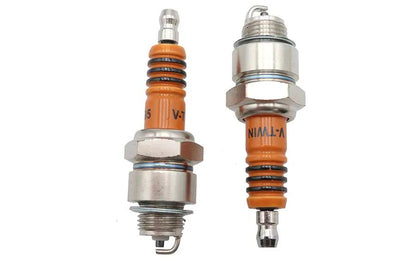 Volt Tech White V-Twin Logo Short Reach Spark Plug Set for Harley Davidson FL 1948-1957 by Volt Tech