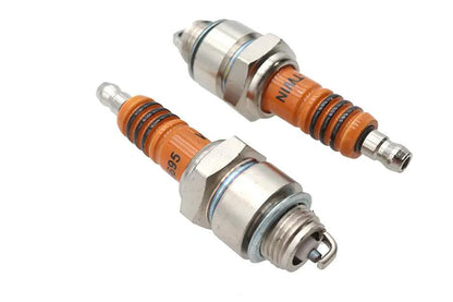 Volt Tech White V-Twin Logo Short Reach Spark Plug Set for Harley Davidson FL 1948-1957 by Volt Tech