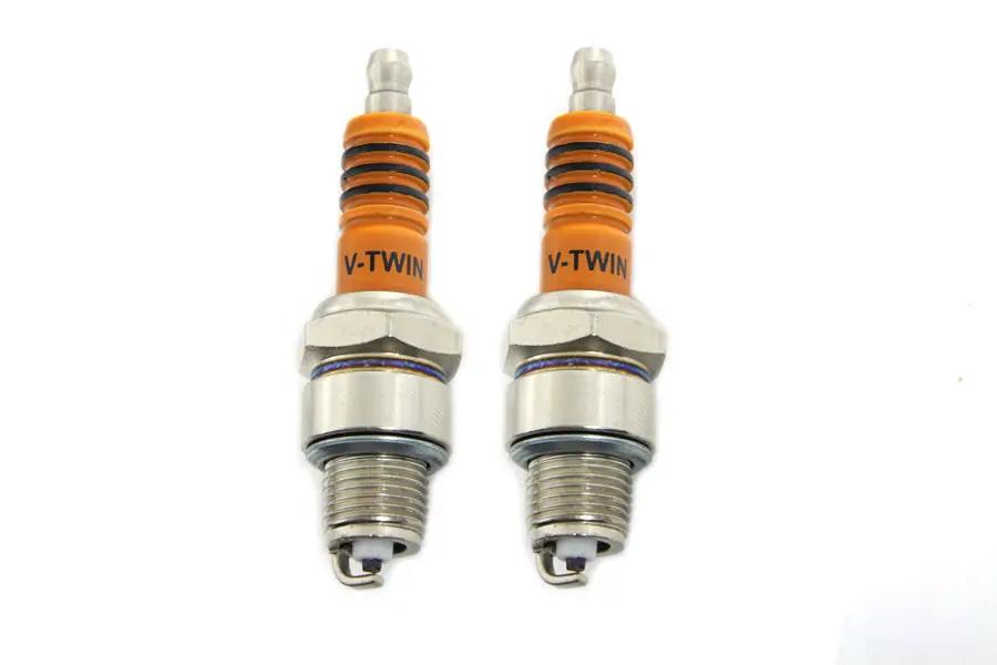 Volt Tech WHITEVTWINLOGO V-Twin Performance Spark Plug Set for Harley Davidson XL by Volt Tech