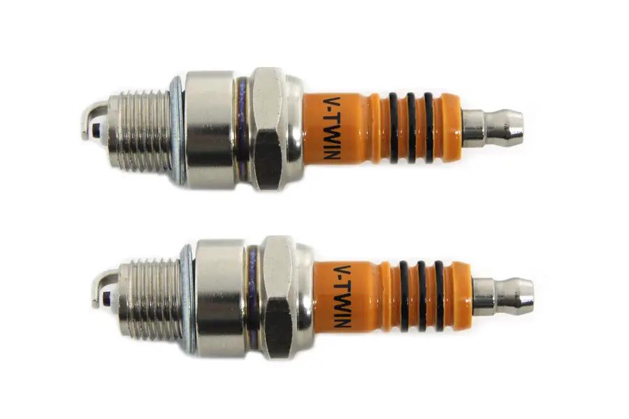 Volt Tech WHITEVTWINLOGO V-Twin Performance Spark Plug Set for Harley Davidson XL by Volt Tech