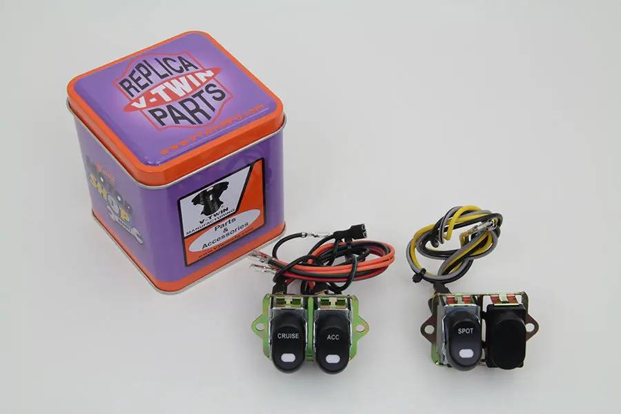 Volt Tech Rocker Style LED Fairing Switch Kit Black for Harley Davidson FLHTC (Part 63518) by Volt Tech