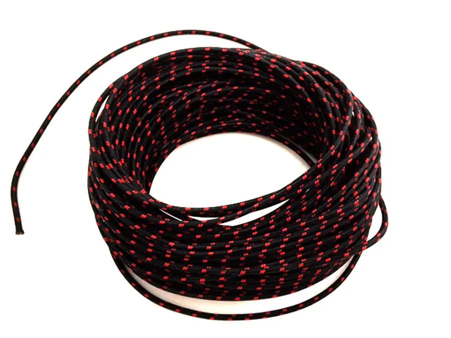 Volt Tech Black with Red Dot 25' Braided Wire - Durable Electrical Cable by Volt Tech
