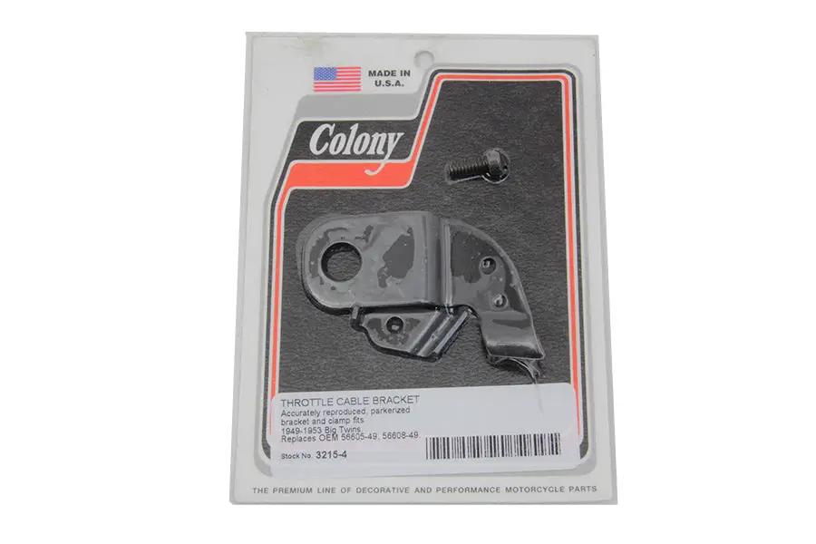 Colony Parkerized Throttle Cable Bracket for Harley Davidson FL Models by Colony