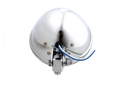 V-Twin 5-3/4 Inch Round Headlamp Assembly Chrome - Decorative Motorcycle Headlamp with Indicator Bulb and Mounting Hardware