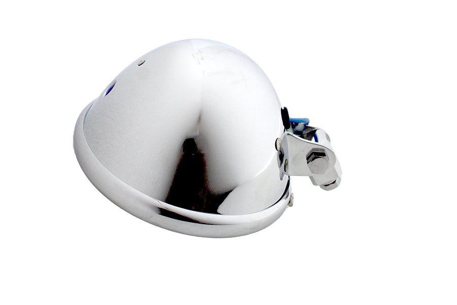 V-Twin 5-3/4 Inch Round Headlamp Assembly Chrome - Decorative Motorcycle Headlamp with Indicator Bulb and Mounting Hardware