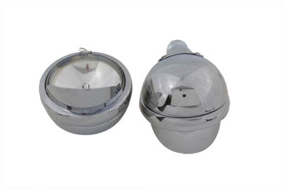V-Twin 70243V 4-1/2 Inch Chrome Spotlamp Set with Visor for Harley Davidson FL Models