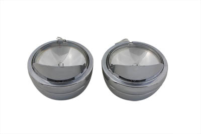 V-Twin 70243V 4-1/2 Inch Chrome Spotlamp Set with Visor for Harley Davidson FL Models