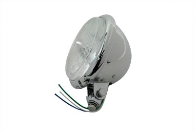 Wyatt Gatling 5-3/4 inch Round Headlamp Assembly Bates Style with Chrome Mounts