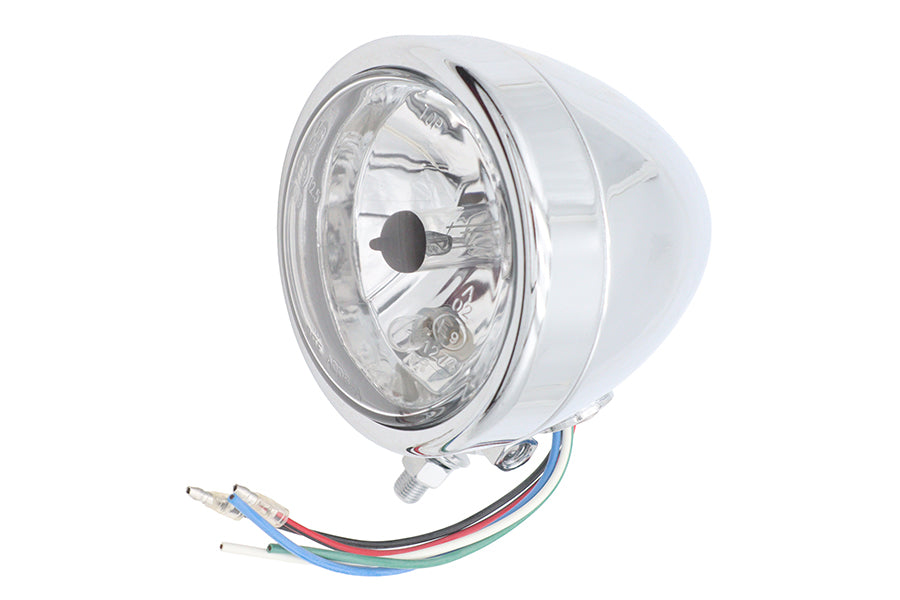 Wyatt Gatling 4 Inch Round Headlamp 12 Volt Chrome - Model 20-6011PA